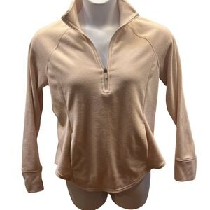 Old Navy Womens Medium 1/4 Zip Pink Fleece Pullover Sweatshirt zipper pockets